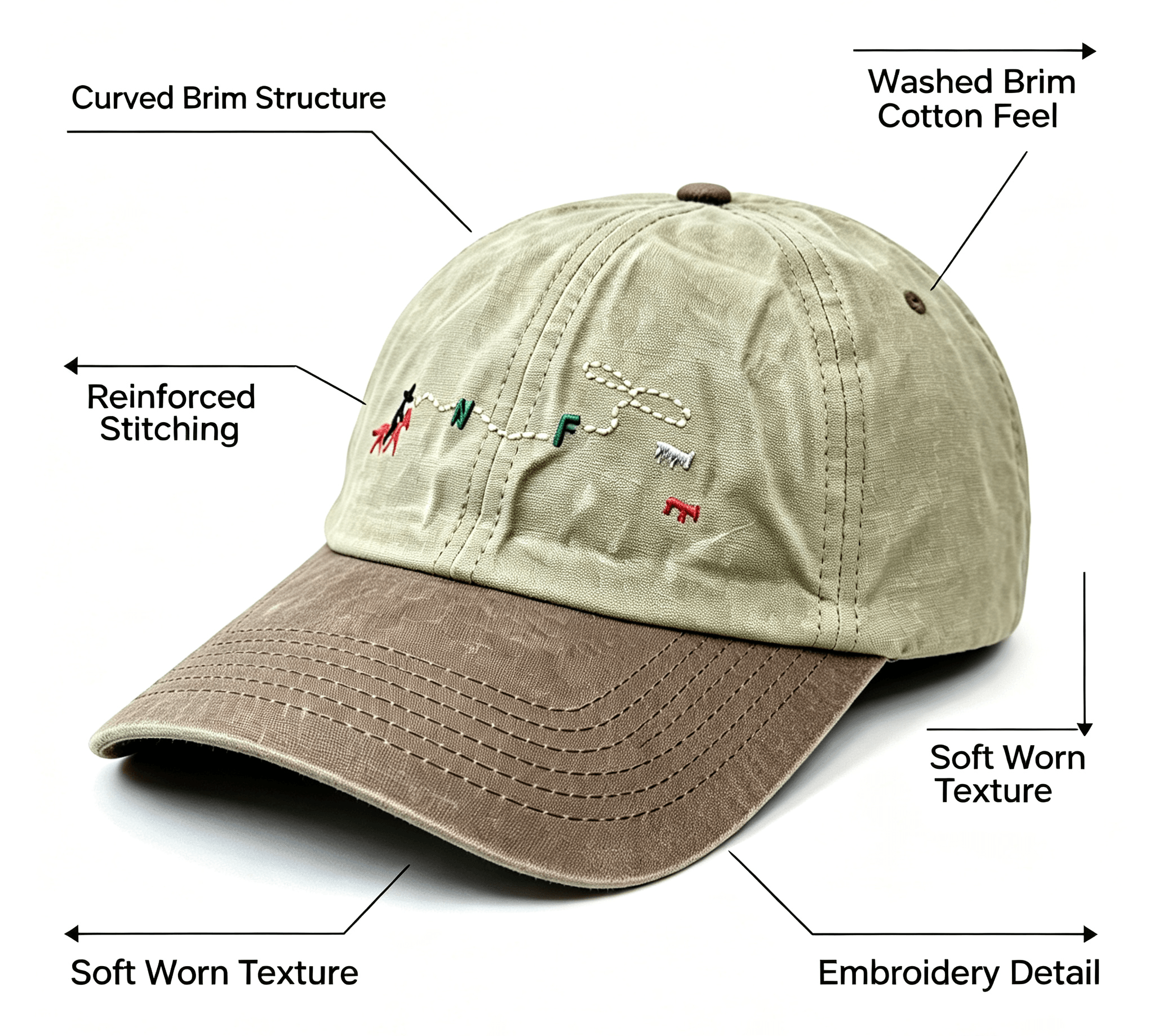 Washed Vintage Fabric / Faded Brim Edge