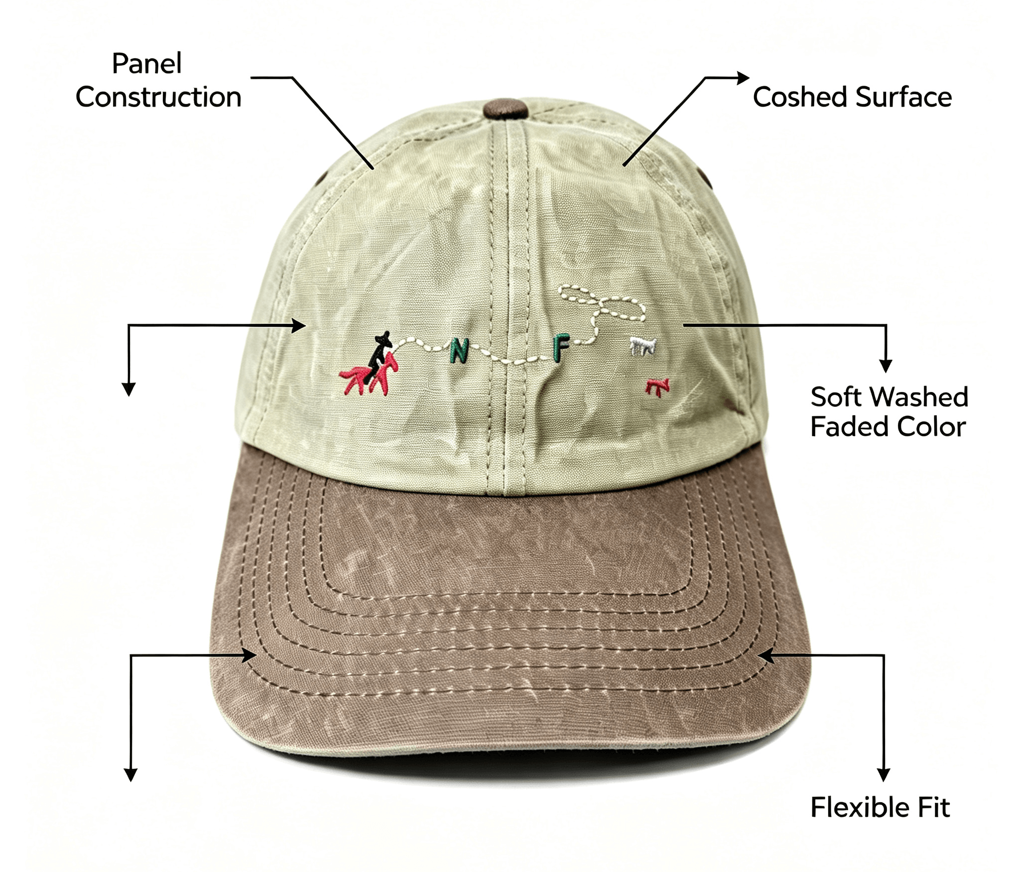 Washed Vintage Fabric / Faded Brim Edge